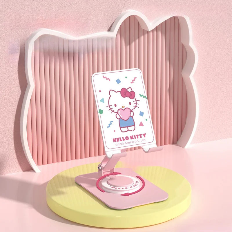 Hello Kitty Kuromi Metal Telescopic Phone Stand Desktop Hands-Free Stand Rotating Multifunctional Phone and Tablet Stand Qme