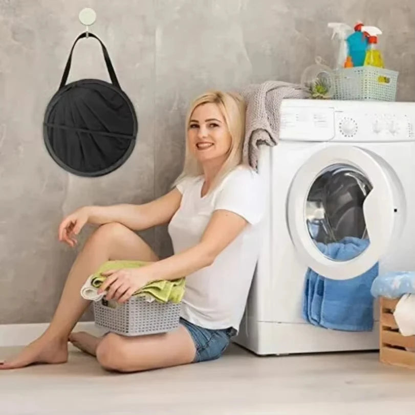 Drying Machine Laundry Basket 2024 New Fine Nylon Cloth Washing Machine Foldable Pop up Storage Dirty Cloth Basket Qme