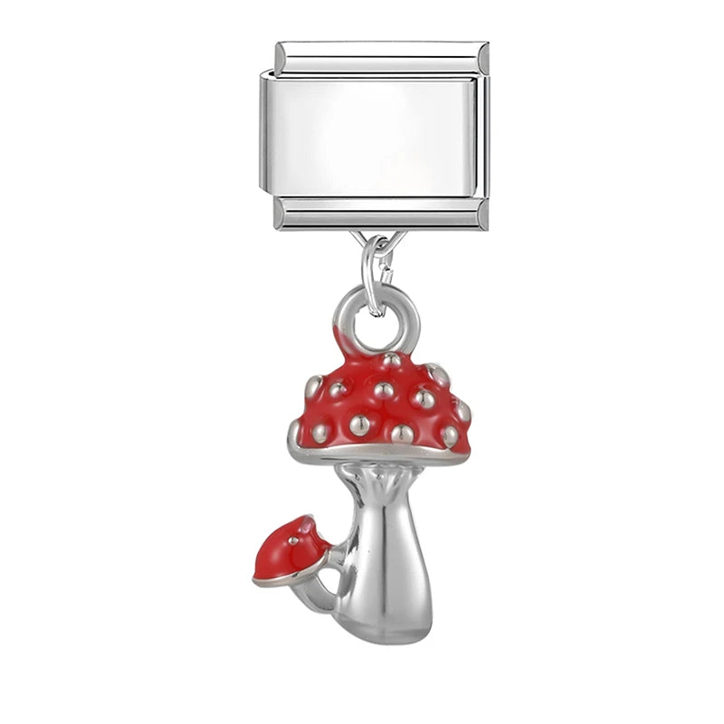 Wholesale Y2K Cute Yellow Duck PendantRed Mushroom Italian Charm Links Stainless Steel Fit 9mm Bracelet Jewelry DIY Making Gifts Qme Style 20