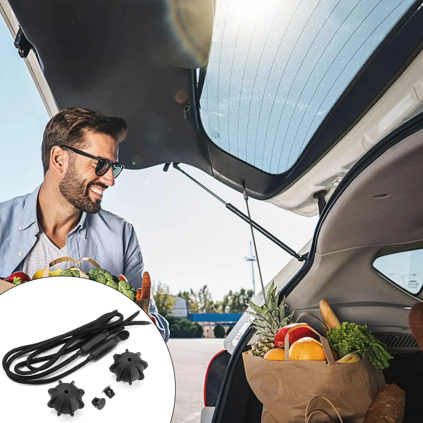 Universal Car Rear Shelf Straps Ball Holding Cord Vehicle Tailgate Qme