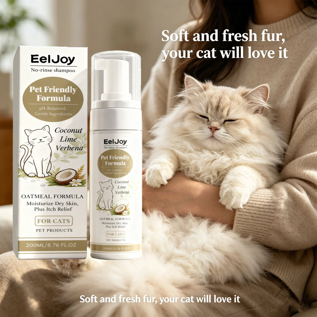 Fragrant Cat Shampoo Moisturizing Remove Dirt Reduce Odors Control Oil Relieve Itching No-Rinse Hypoallergenic Cat Shampoo Foam Qme