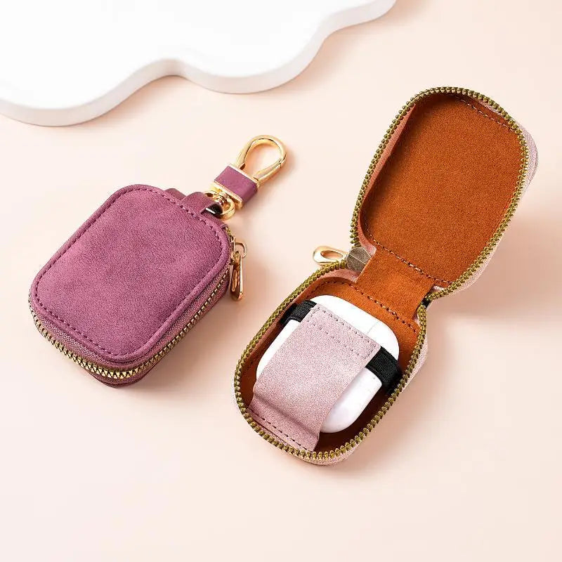 Soft Suede Car Key Protective Case Smooth Zipper Sturdy Metal Qme