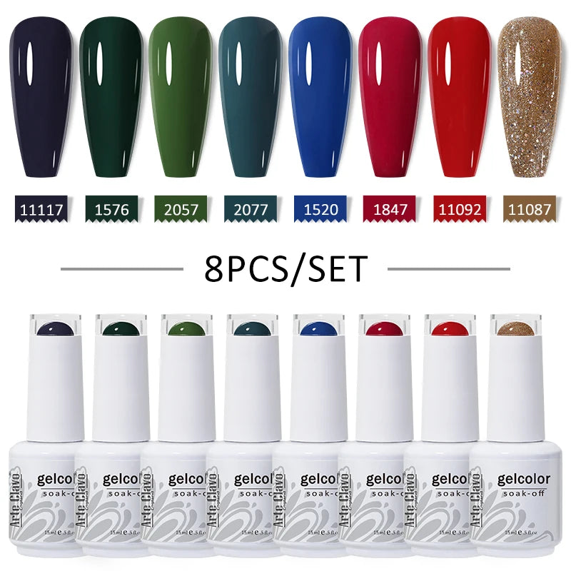 Arte Clavo 4 6 8 Gel Nail Polish Art Soak Off UV Colorful Semi