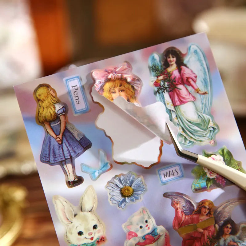 30/60 Pcs Retro Cartoon Die Cut Stickers Book Japanese Stationery for Scrapbooking Handmade Diary Decorative Journal Supplies Qme