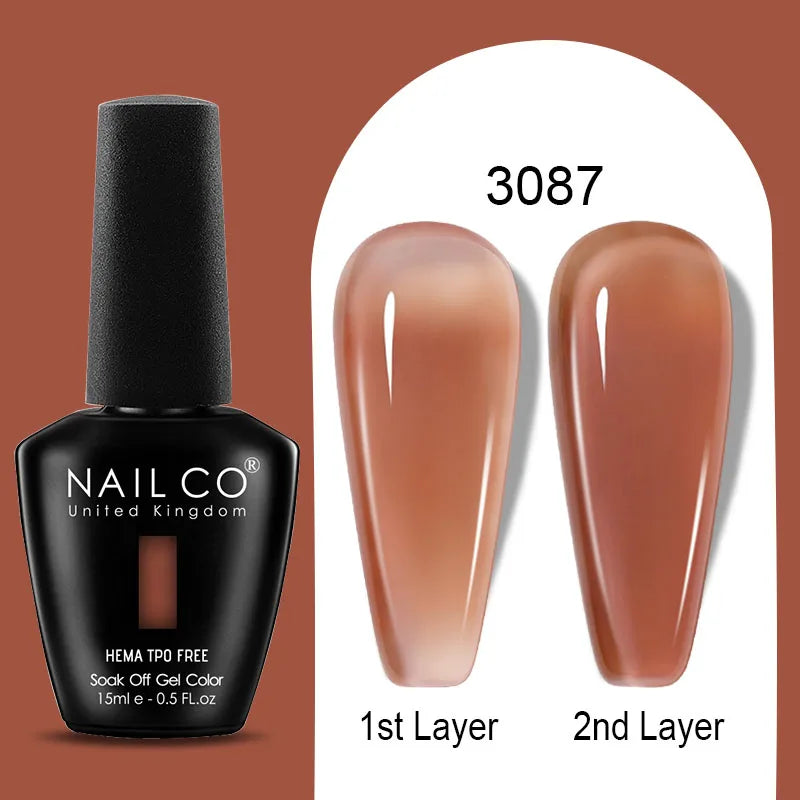 Nailco Jelly Gel Nail Polish Transparent Varnishes 44 Colors Red Pink