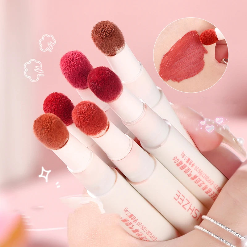 Liquid Lipstick With Cushion Applicator Velvet Matte Lip Gloss Moisturizing Creamy Soft Liquid Blush Lip Stick Multi-uses Makeup Qme