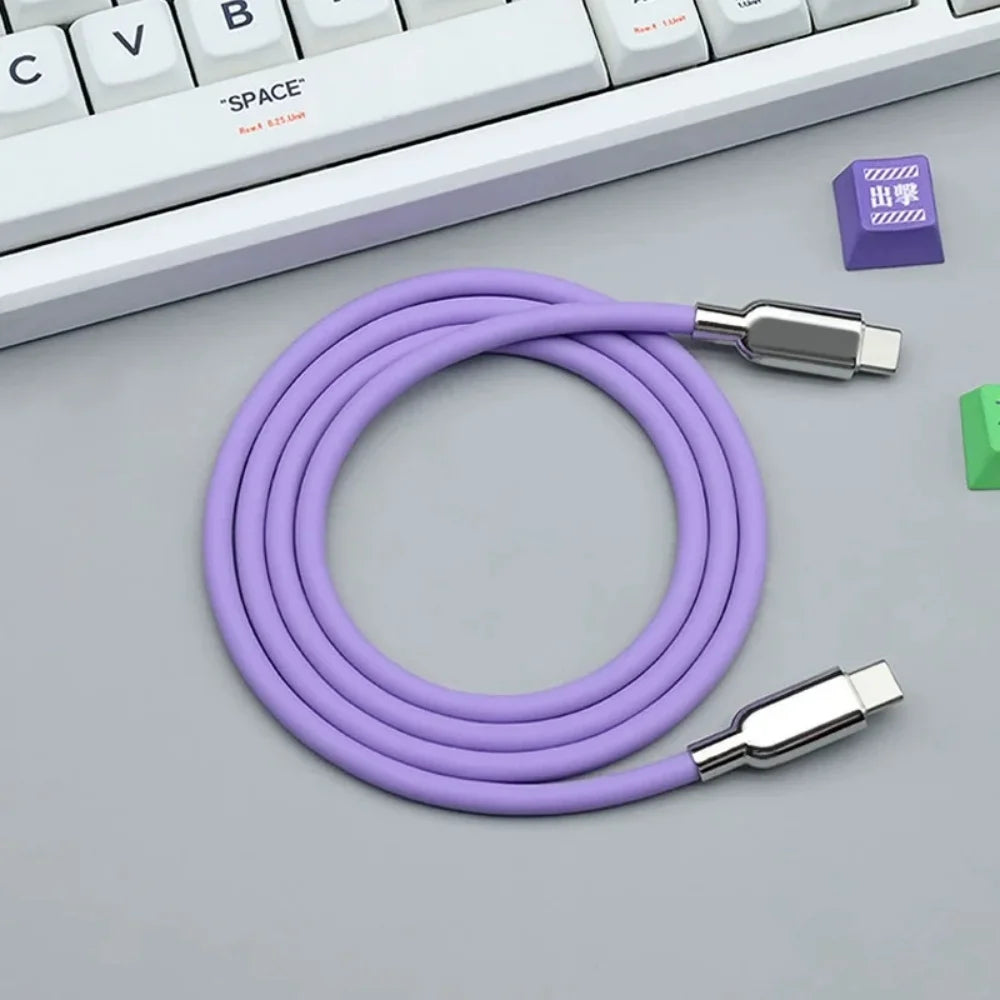 240W USB C Type-C Liquid Silicone Cable PD Fast Charging Cable Quick Charge Line for iPhone 15 17 Pro Huawei Samsung S23 Xiaomi Qme PURPLE 0.5m