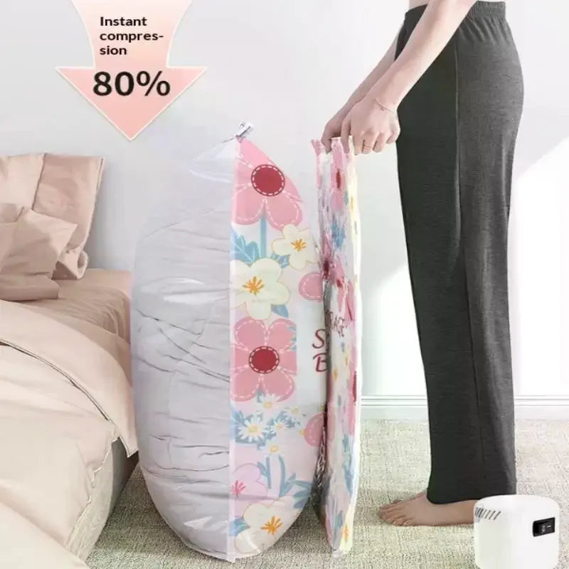 Vacuum Storage Bag Space Saver Bags Compression For Comforters And Blankets, Sealer Clothes Travel Packing Organizer Qme
