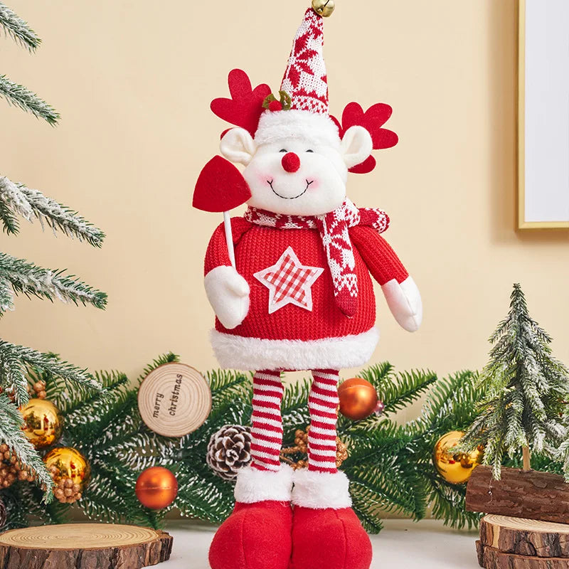 Retractable Santa Doll Knit Sweater Long Leg Ski Figure Christmas Qme C