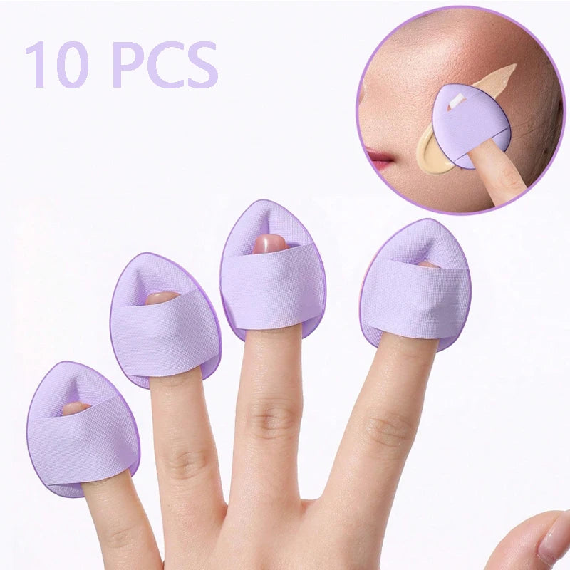 10-pack Mini Finger Puffs Latex-free Makeup Tools Puff Cushion Sponge Qme purple