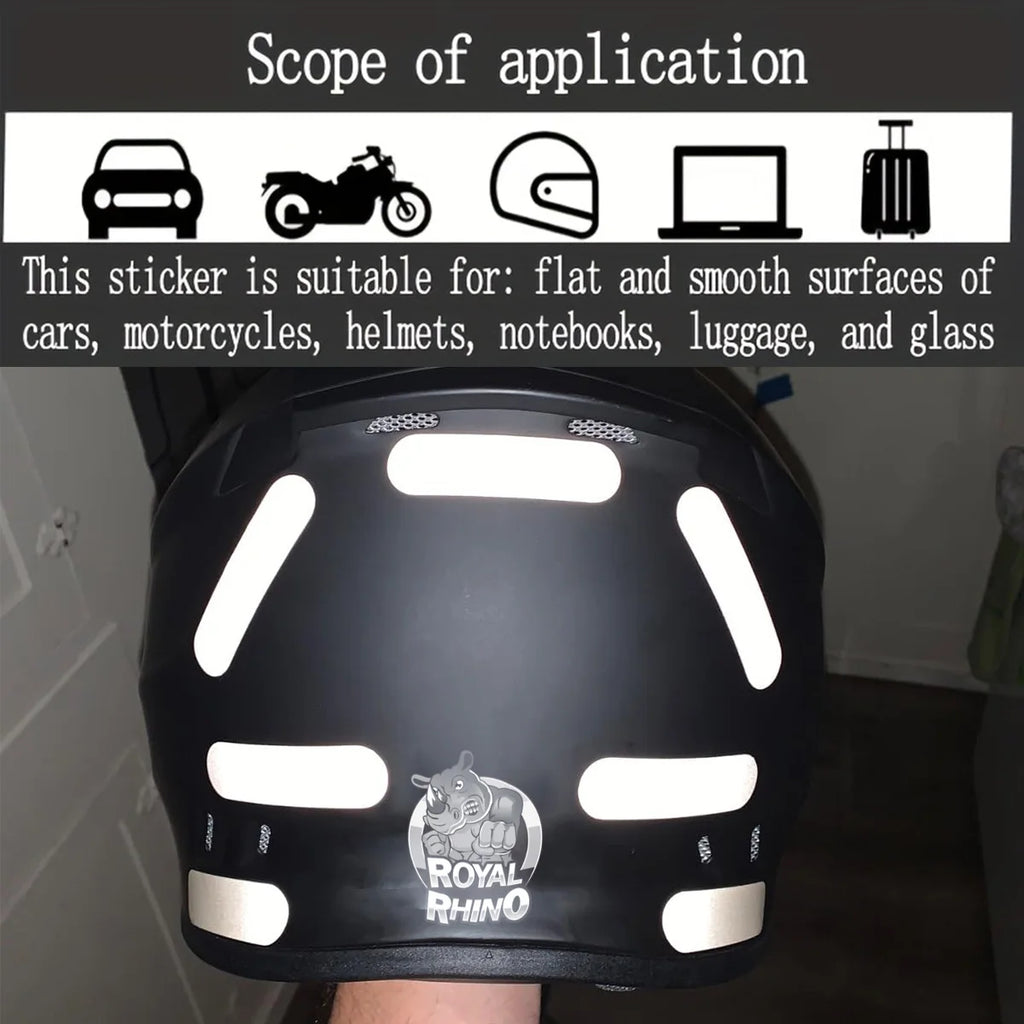 Black Helmet Warning Reflective Stickers Night Safety Driving Accessories Fluorescent Decorative Sticker Bicycle Moto Car Decal Qme