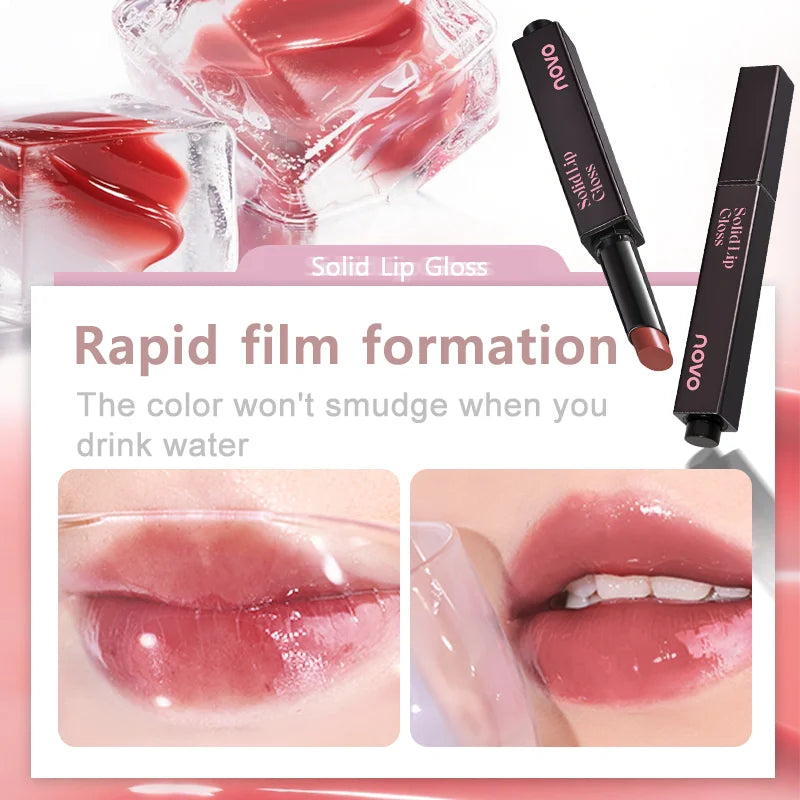Moisturizing Mirror Lipstick, Water Glow Solid Lip Gloss, Long-Lasting Nourishing Formula With Castor And Sunflower Seed Oil Qme