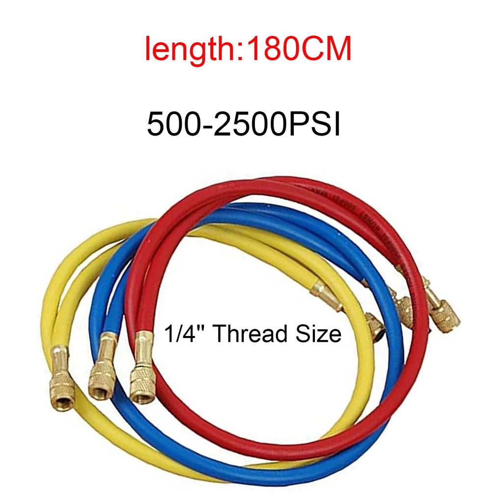 0.9M-1.8M AC Charging Hose Tube Kit Hose Low Loss Fittings for R134A R12 R22 Refrigerant Air Conditioning Manifold Gauge Qme 1.8M 2500psi