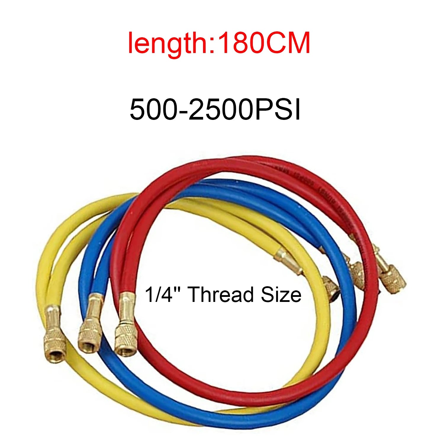 0.9M-1.8M AC Charging Hose Tube Kit Hose Low Loss Fittings for R134A R12 R22 Refrigerant Air Conditioning Manifold Gauge Qme 1.8M 2500psi
