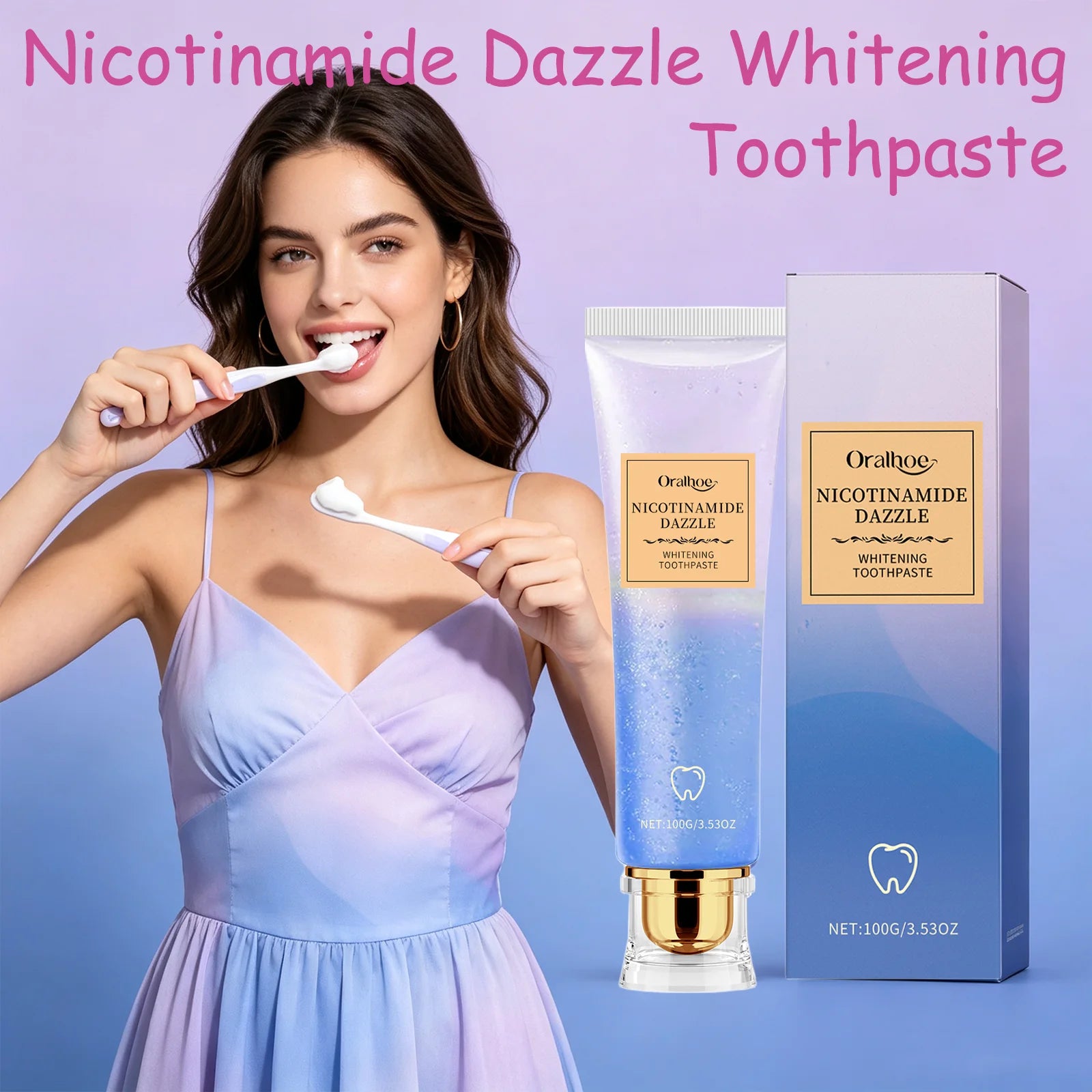 Oralhoe Nicotinamide Dazzle Whitening Toothpaste Surface Stain Remover Gum Protection Gentle Cleansing Brightening Toothpaste Qme
