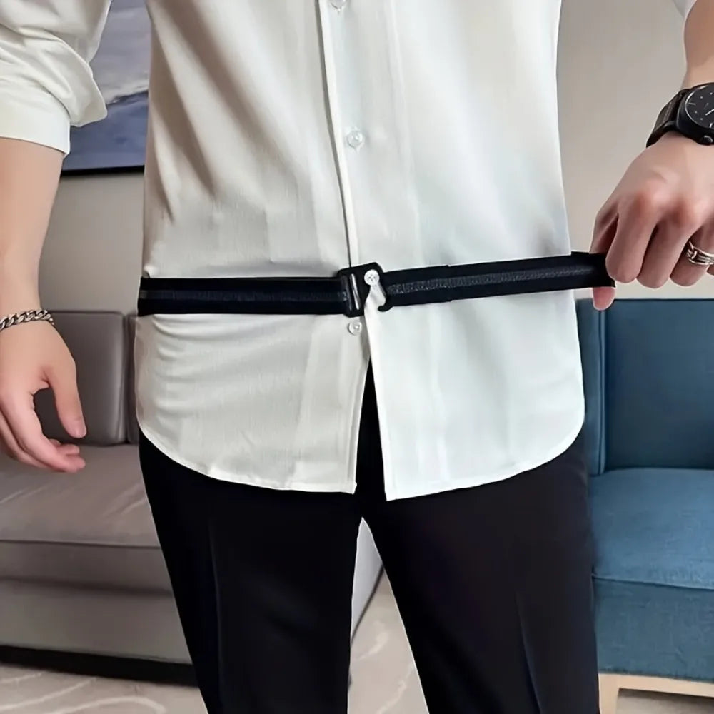 Men's Elastic Shirt Fixed, Stretchable and Adjustable Waistband, Flexible and Comfortable, Silicone Contacts Qme