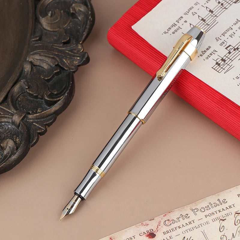 3062 Unique Antique Brass Pocket Roller Ball Pen Short Portable Pens Qme Silver