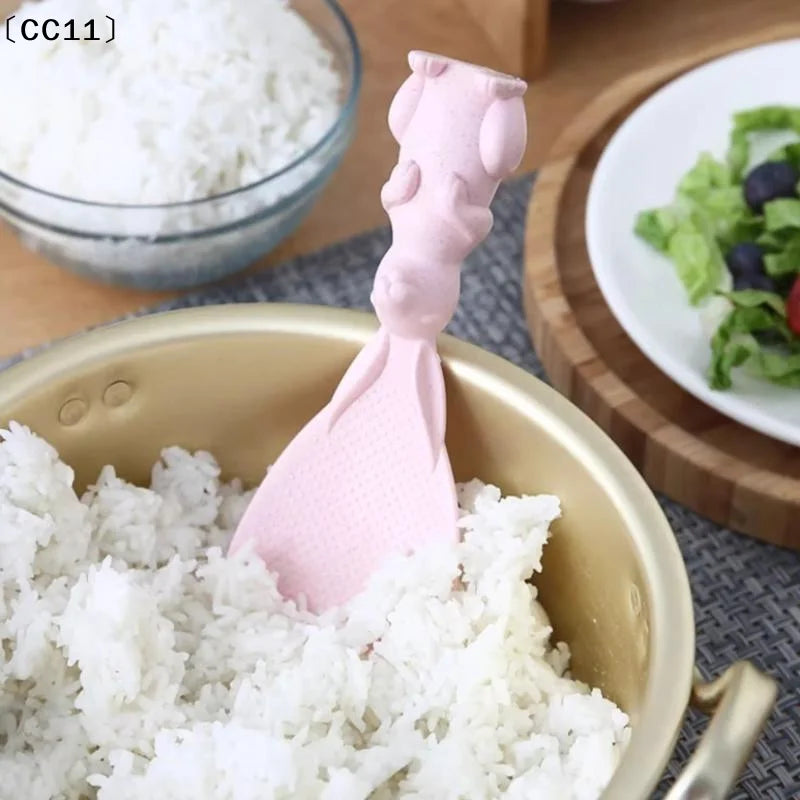 Straw Rabbit Spoon Can Stand Up Rice Spatula Cooker Creative Qme