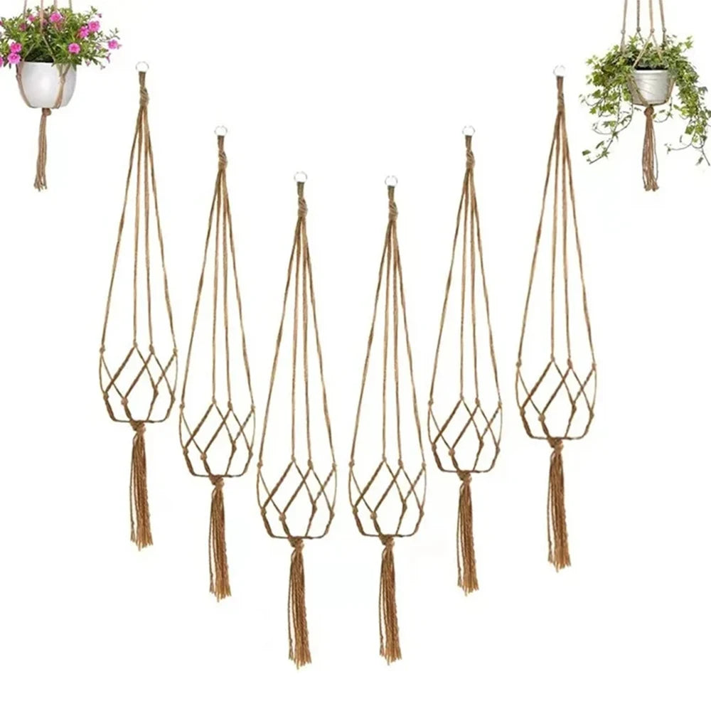 1PC Creative Woven Garden Flowerpot Net Cotton Hemp Rope Hand-Woven Simple Indoor And Outdoor Hanging Wall Qme