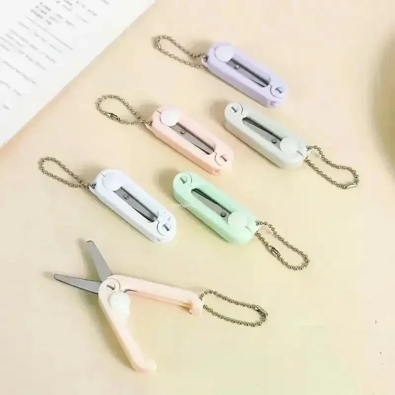 Creative Mini Portable Folding Scissors Morandi Simple Paper-Cutting Art Tool Stationary Scissors Office School Supplies. Qme