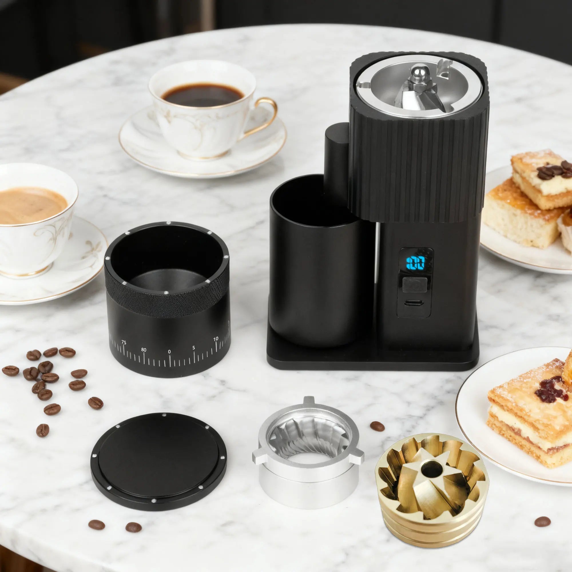 Portable Electric Coffee Grinder USB Rechargeable Bean Replaceable Qme