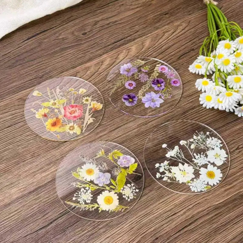 1 Floral Coasters Wedding Birthday Table Decor Mother's Day Gifts 2D Qme