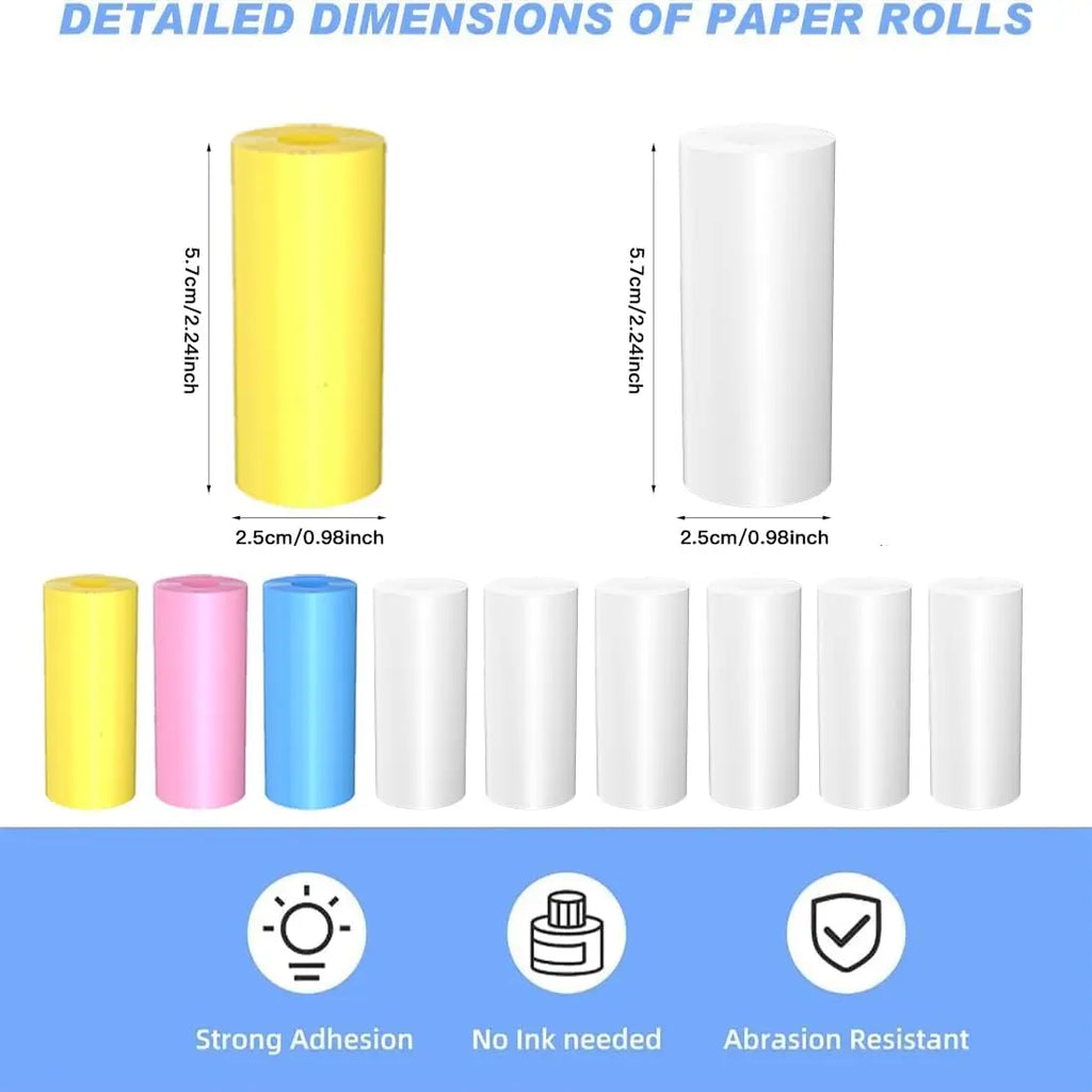 Kids Camera Paper Roll, Kids Instant Refill Paper, 4 Color Portable Thermal Printing Camera Photo Paper Rolls 57*25mm Qme