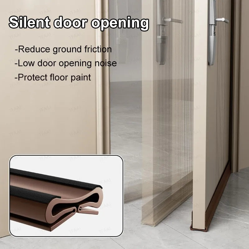 1-4Pcs PVC Door Bottom Seal Strip 93cm Door Gap Wind and Dust Proof Folding Self-adhesive Weather Strip with Soundproofing Felt Qme