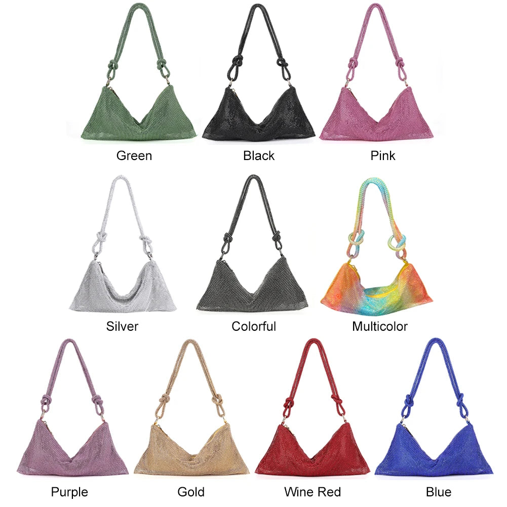 Women Shiny Crossbody Bag Elegant Sparkle Shoulder Bags Clutch Bag Fashion Chain Tote Handbag Ladies Chic Evening Wedding Clutch Qme