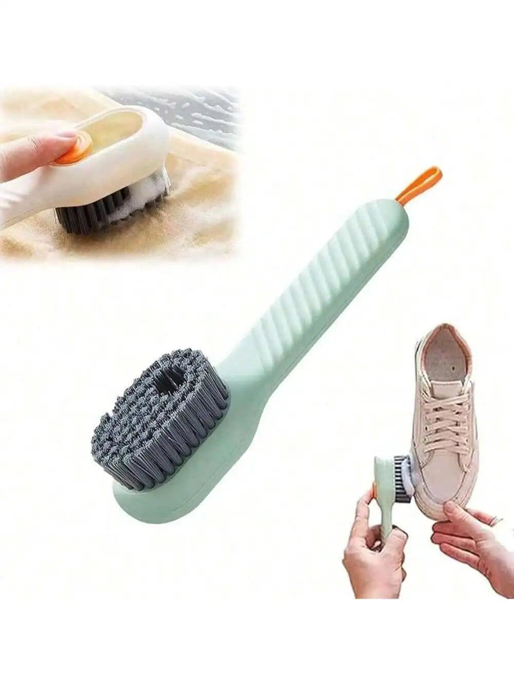 Easy-to-use White PP Multi-functional Shoe Brush Press-type Built-in Qme
