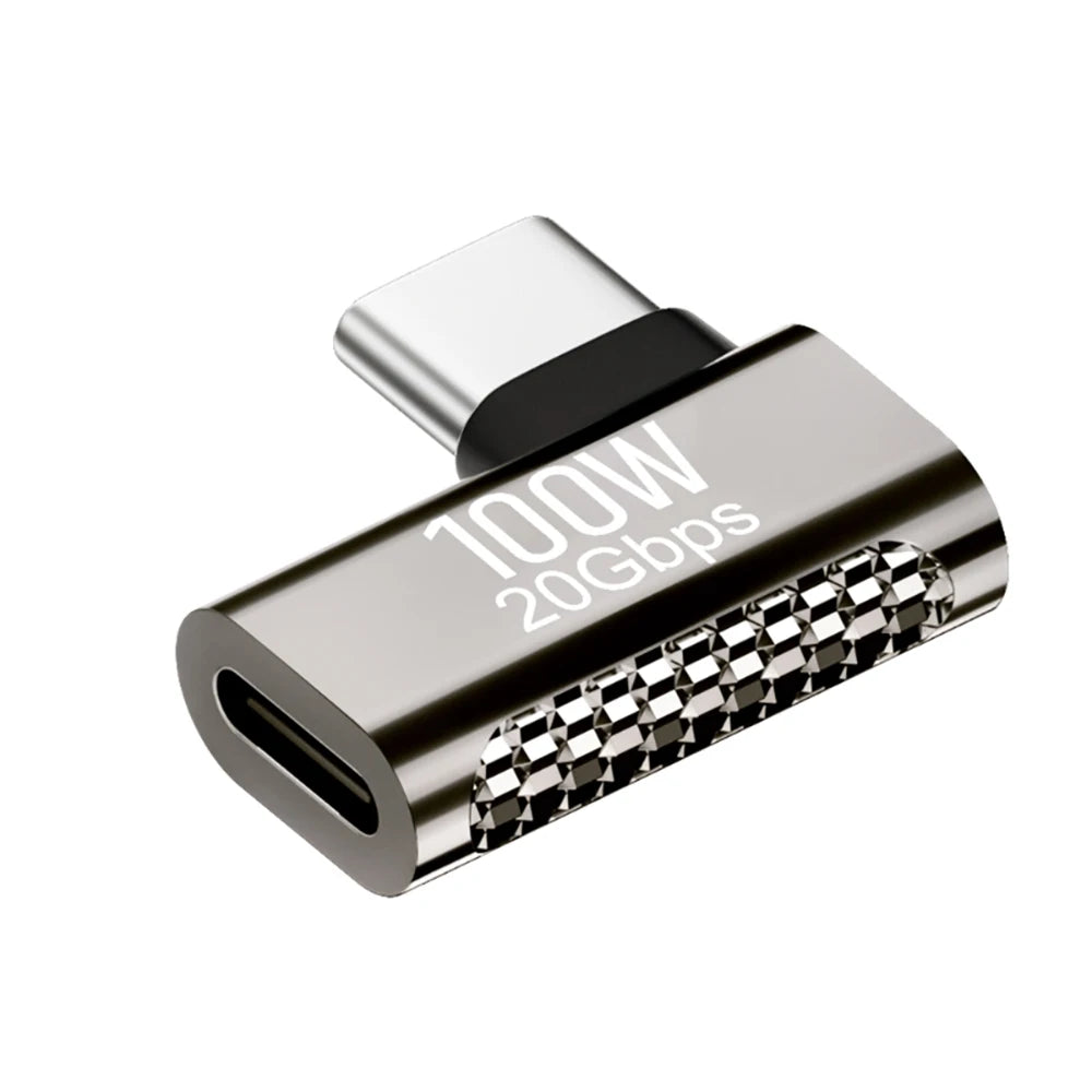 Type C to USB C 100W 20Gbps OTG Adapter 90 Degree Fast Charge Converter PD Male To Female Data Transfer for Laptop Phone Tablets Qme Type 3 CW