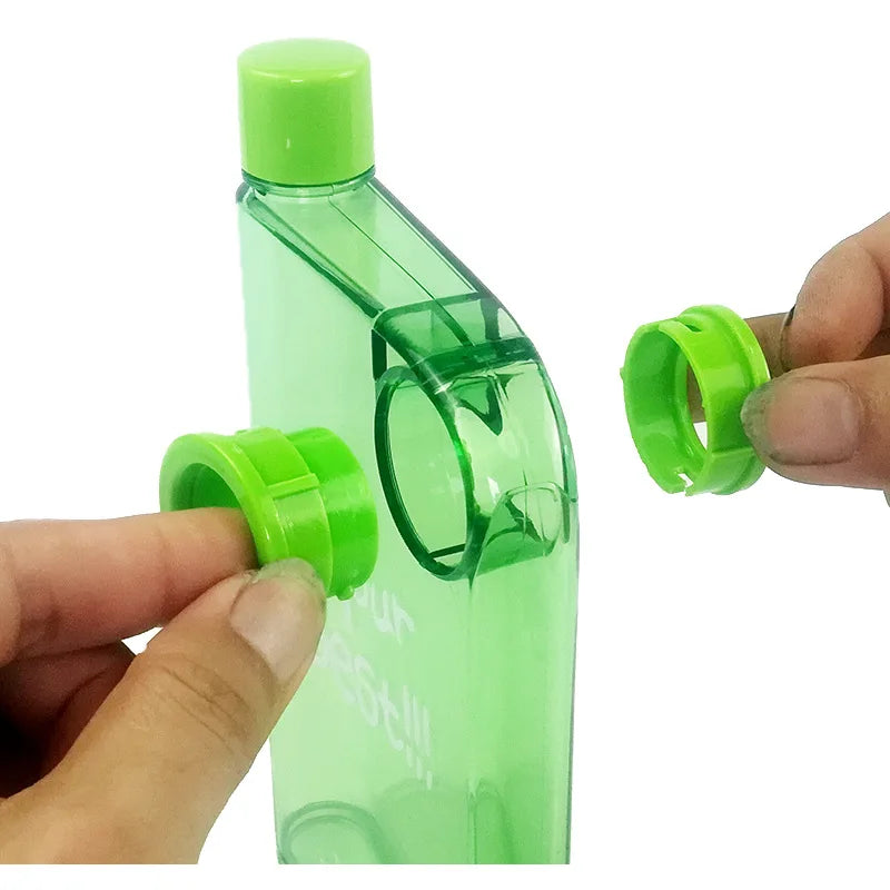 380MLPlastic Transparent Creative Water Bottle Buckle Carrying Cup Qme