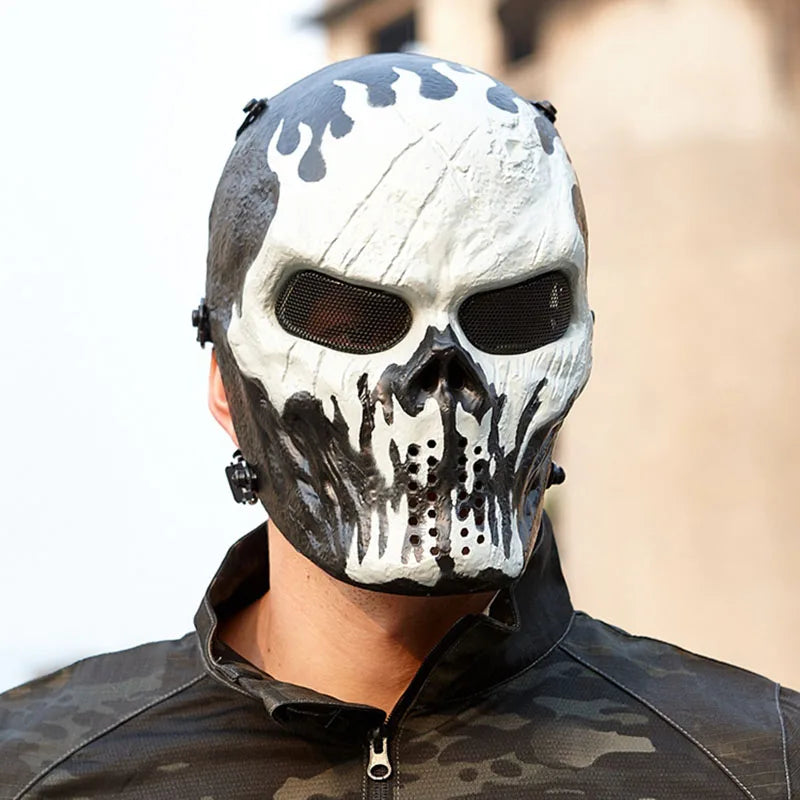 Men's Skull Warrior Mask Cool Camouflage Party Cosplay Accessory Unique Birthday Gift for Boyfriend Horror Game Party Decoration Qme
