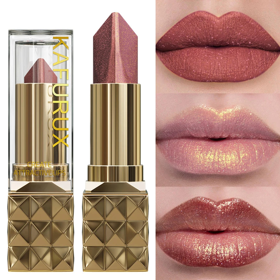 Glitter Shiny Metallic Two Tone Lipstick Matte Pearlescent Lip Tint Qme 201