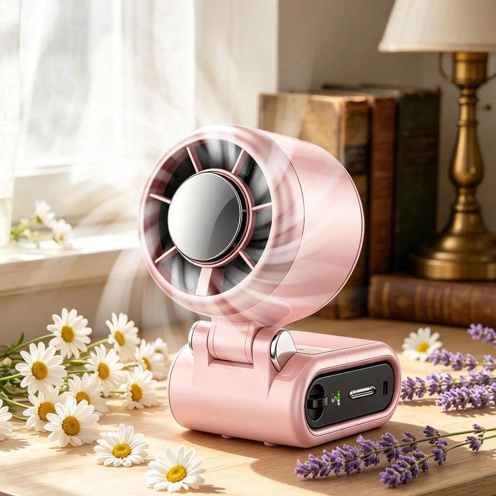 Mini Fan Handheld Digital Display Rechargeable Foldable Folding Handheld Cooling Fan For Outdoor Travel Camping Fishing Hiking Qme