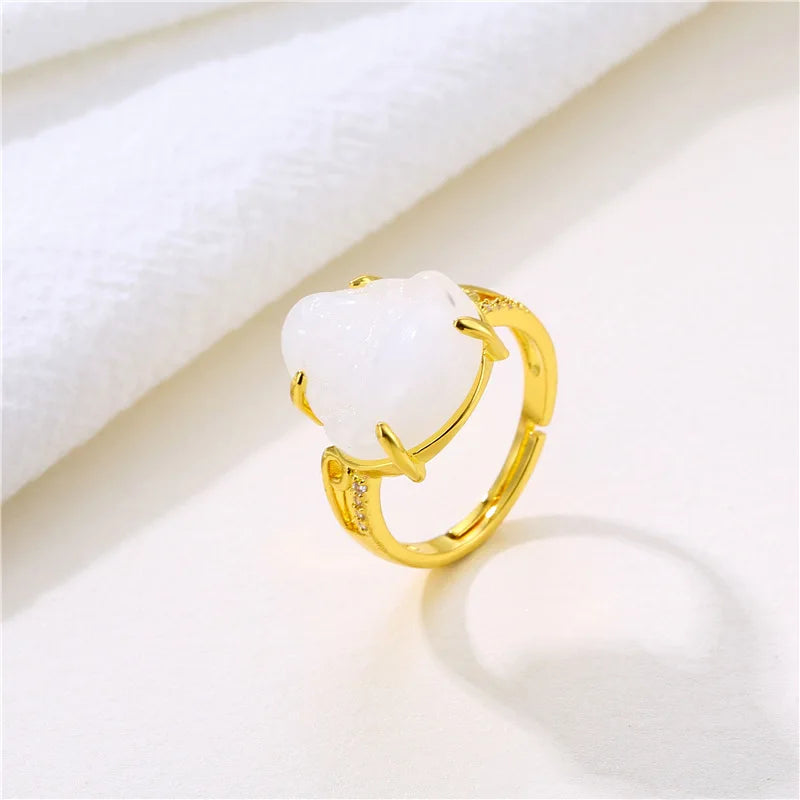 Maitreya Buddha Natural Jade Ring Tunable Religious Blessing Ring for Men and Women Buddhist Fashion Jewelry Accessories Gifts Qme