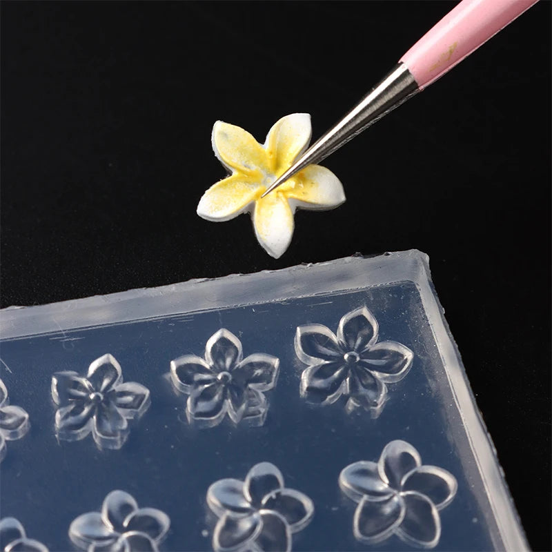 DIY Frangipani Flower Silicone Nail Art Mold Transparent Handmade Qme