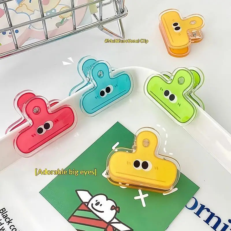 Cartoon Big Eye Binder Clips Cute Vibrant Assorted Colors Bulk School Qme