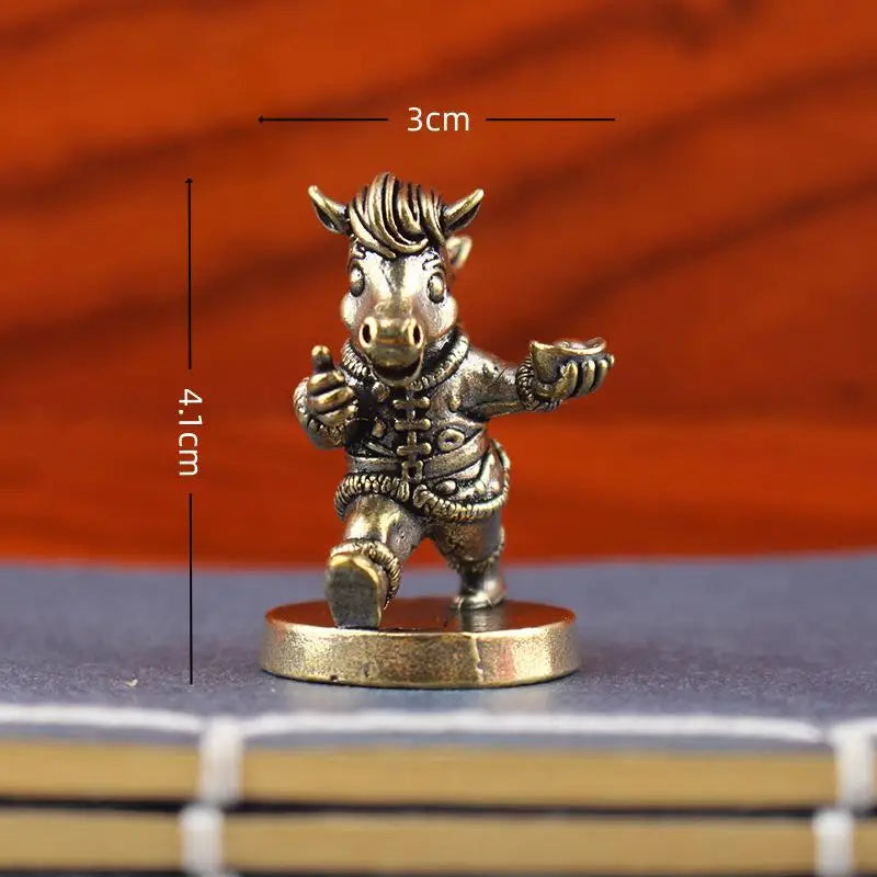 2026 Antique Brass War Horse Desk De Decoration Chinese Year Zodiac Qme Copper