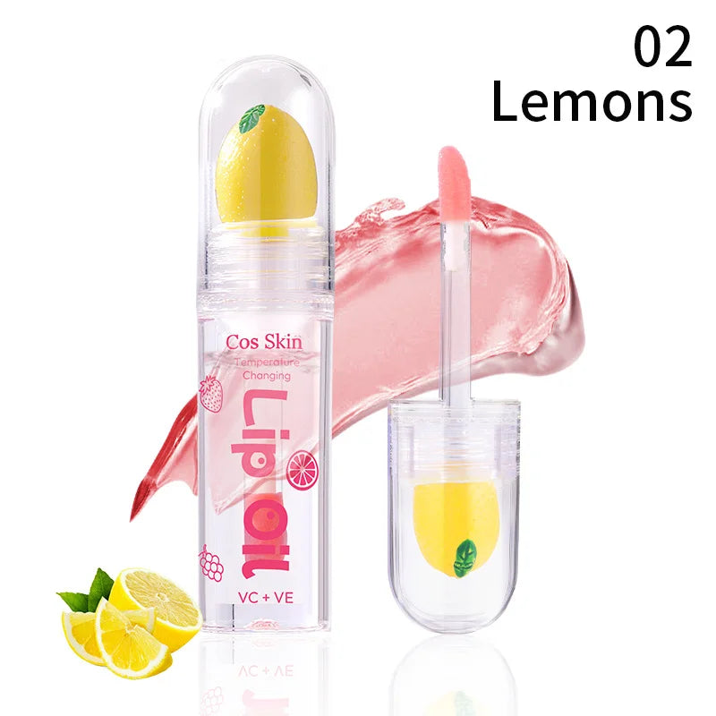 Fruit Temperature-sensitive Lip Gloss Moisturizing Hydrating Balm Qme 02Lemons