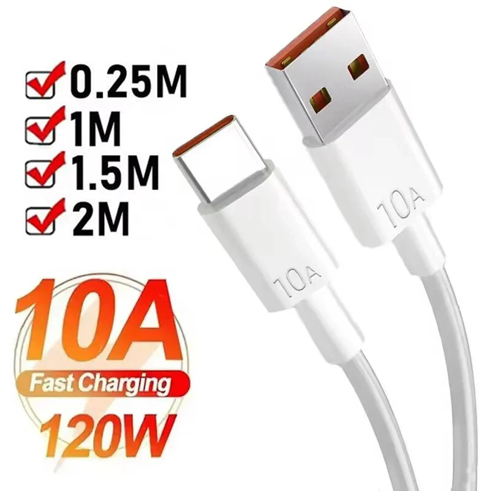 120W 10A Universal PD Charge Cable USB To Type C Cable Quick Charge Line USB C Fast Charging Data Cord Portable Travel Data Wire Qme