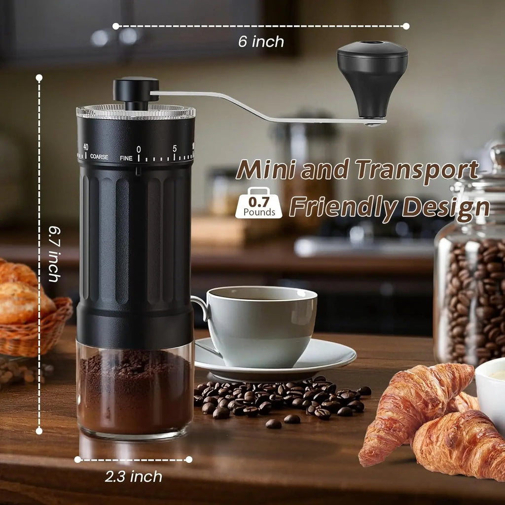 Adjustable Manual Coffee Grinder Hand Crank Coffee Bean Mill Portable Tool for Home Kitchen Camping Trip Qme