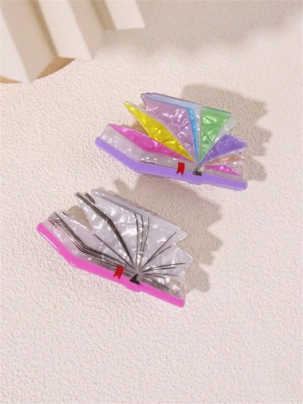 Women Dopamine Acrylic Book Hair Claw Clip Cute Cartoon Series Qme