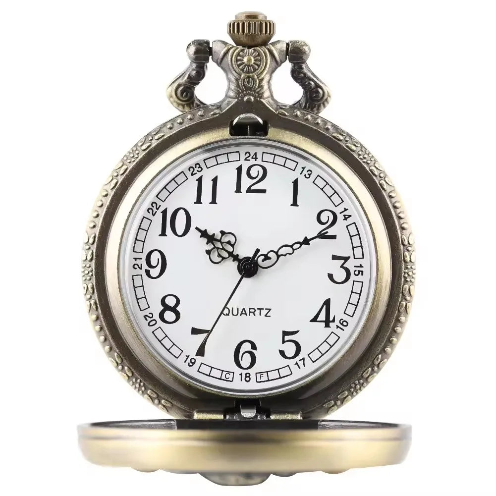 Elderly people giving gifts Antique Bronze Jewelry Pendant Santa Claus Necklace Steampunk Quartz Pocket Watch with Chain Qme