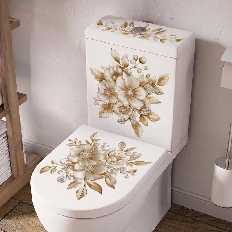 Waterproof Sticker Toilet Cover Bathroom Wall Flower Butterfly Qme