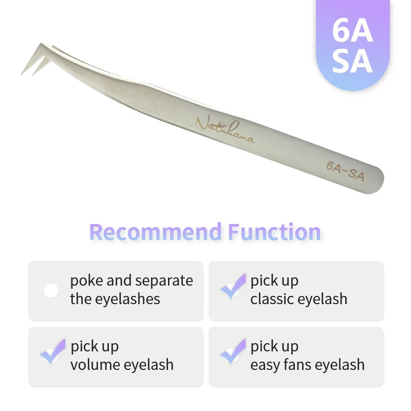 NATUHANA Anti-static Eyelash Extension Tweezer Gold Stainless Steel Qme 6A-SA