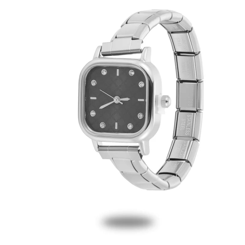 2026 Fashion Women's Men's DIY 9mm Width Italian Elastic Charm Stainless Square Octangle Watch Bracelet Bangle For Birthday Gift Qme Style 30