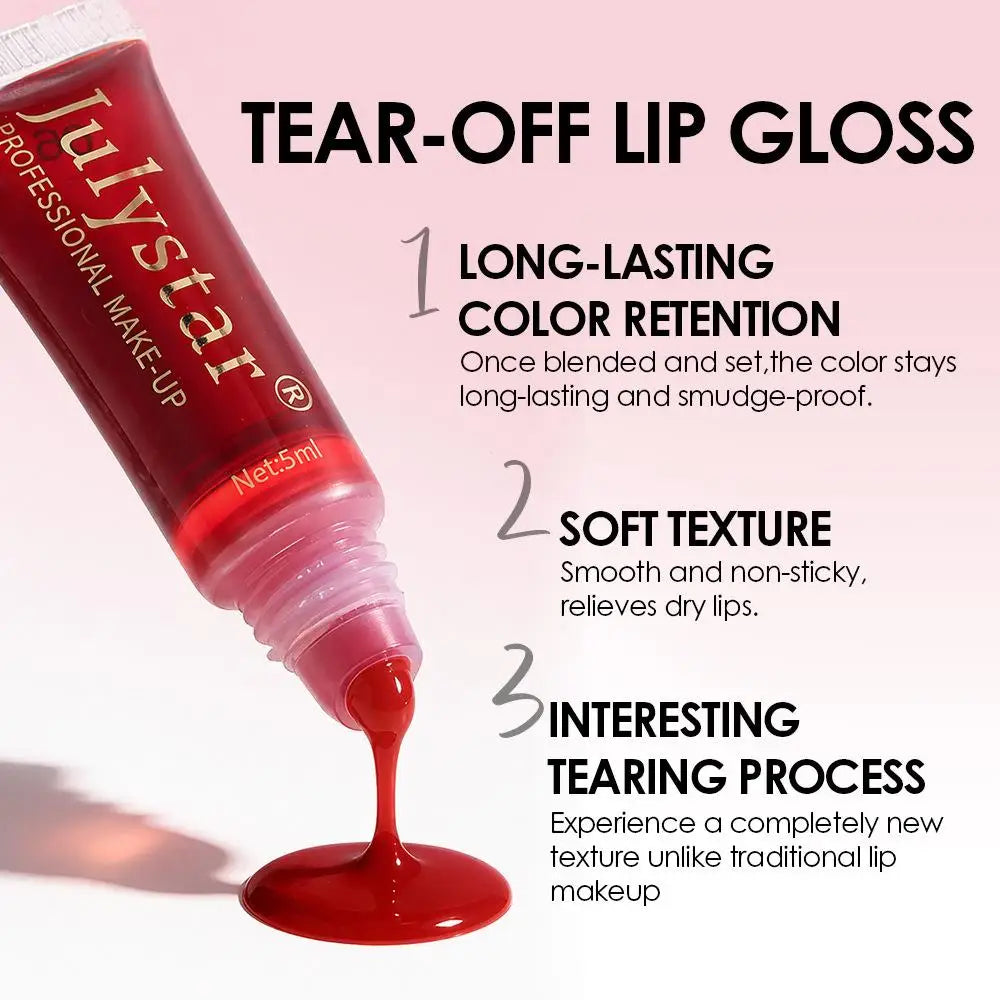 6-color Peel Off Lip Gloss Waterproof Long-lasting Black Red Tear-off Lipstick Liquid Non-stick Cup Moisturizer Lip Stain Makeup Qme