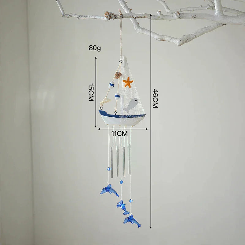 Mediterranean Style Creative Wind Chimes, Small Boats, Sailboat Decorations, Wooden Sailboat Models, And Hanging Ornaments Qme