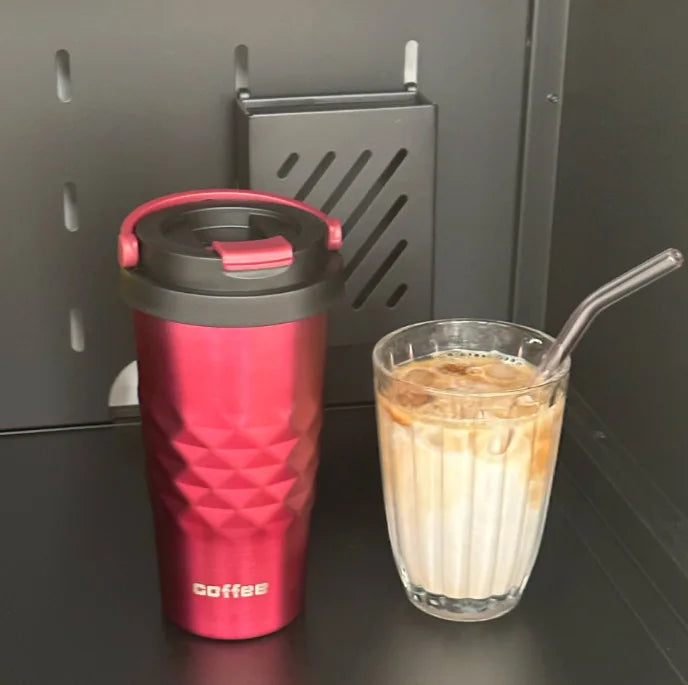 Portable Office Diamond-shaped Insulated Cup Qme Red 500ml